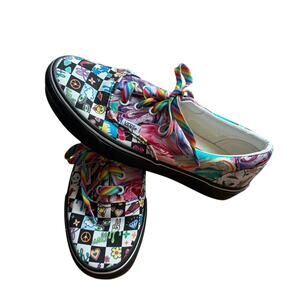 Rare Custom rainbow floral checkerboard Y2K Women's Van sneakers size 7.5